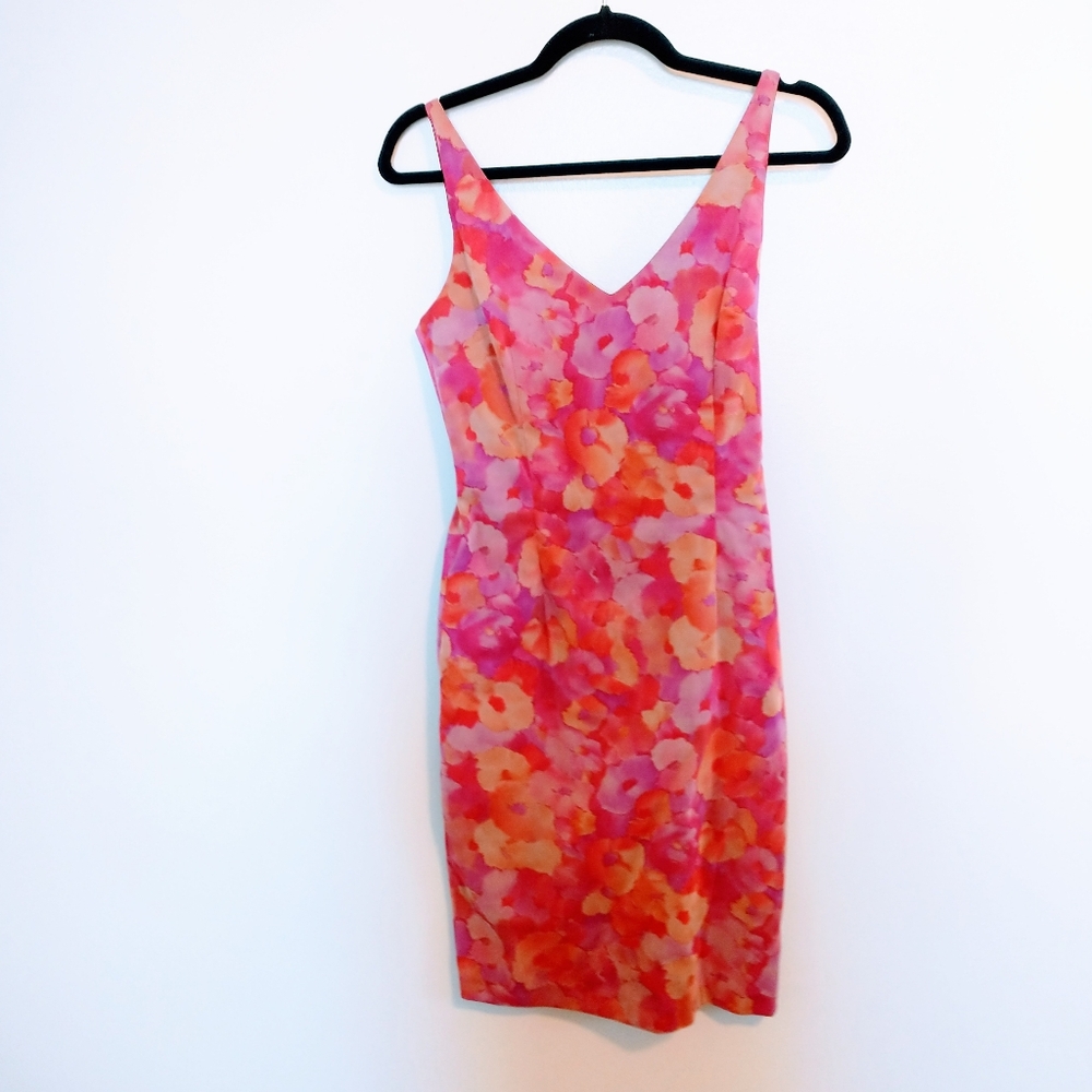 Ticci Tonette floral pink dress fully lined. Size small. Higher neckline, lower